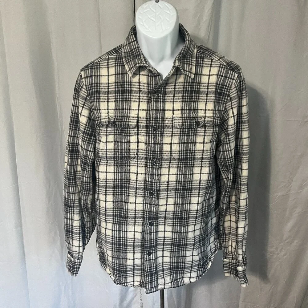 The North Face Men’s Heavyweight Plaid Flannel Shirt M 🔥 White Gray Blue 🏔️